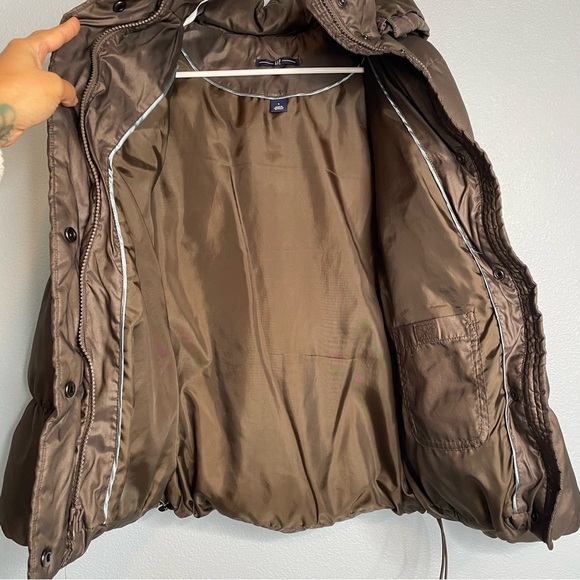 Women’s GAP puffer jacket brown with removable hood - Picture 7 of 10